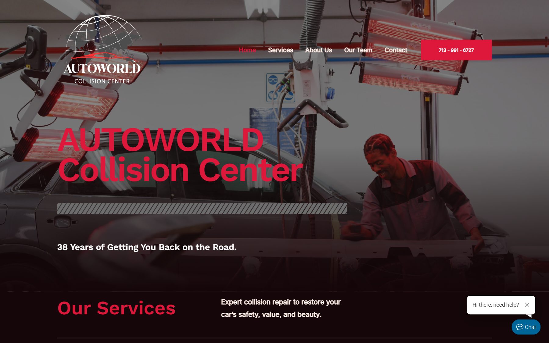 Autoworld Collision Center website homepage